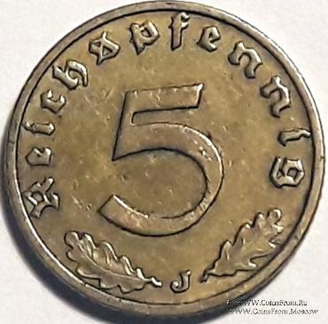 5 рейхспфеннингов 1937 г. (J)