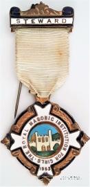 Знак RMIG 1953. STEWARD ROYAL MASONIC INSTITUTION FOR GIRLS – Королевский Масонский институт для девочек.