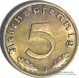 5 рейхспфеннингов 1939 г. (J)