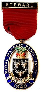 Знак RMBI 1940. STEWARD ROYAL MASONIC BENEVOLENT INST.  – Королевский Масонский Благотворительный институт