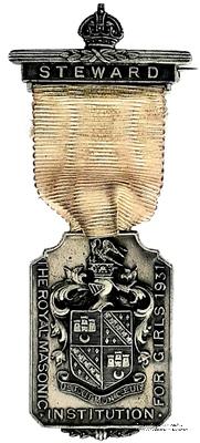 Знак RMIG 1931. STEWARD ROYAL MASONIC INSTITUTION FOR GIRLS – Королевский Масонский институт для девочек.