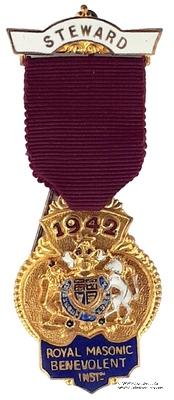 Знак RMBI 1942. STEWARD ROYAL MASONIC BENEVOLENT INST. – Королевский Масонский Благотворительный институт.