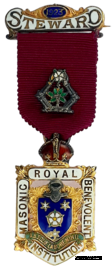 Знак RMBI 1923. STEWARD ROYAL MASONIC BENEVOLENT INST.  – Королевский Масонский Благотворительный институт